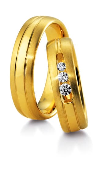 Trauringpaar Breuning Smartline — Bicolor mit Diamantfassung