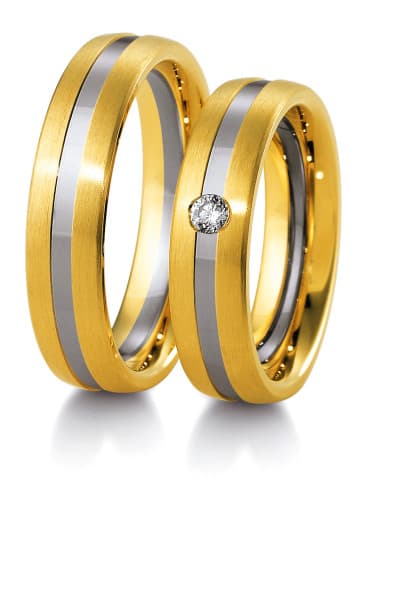 Trauringpaar Breuning Inspiration — Rotgold mattiert, mit Goldstrich
