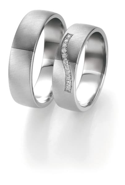 Trauringpaar Breuning Design — Silber mit zarter Wellenfurche